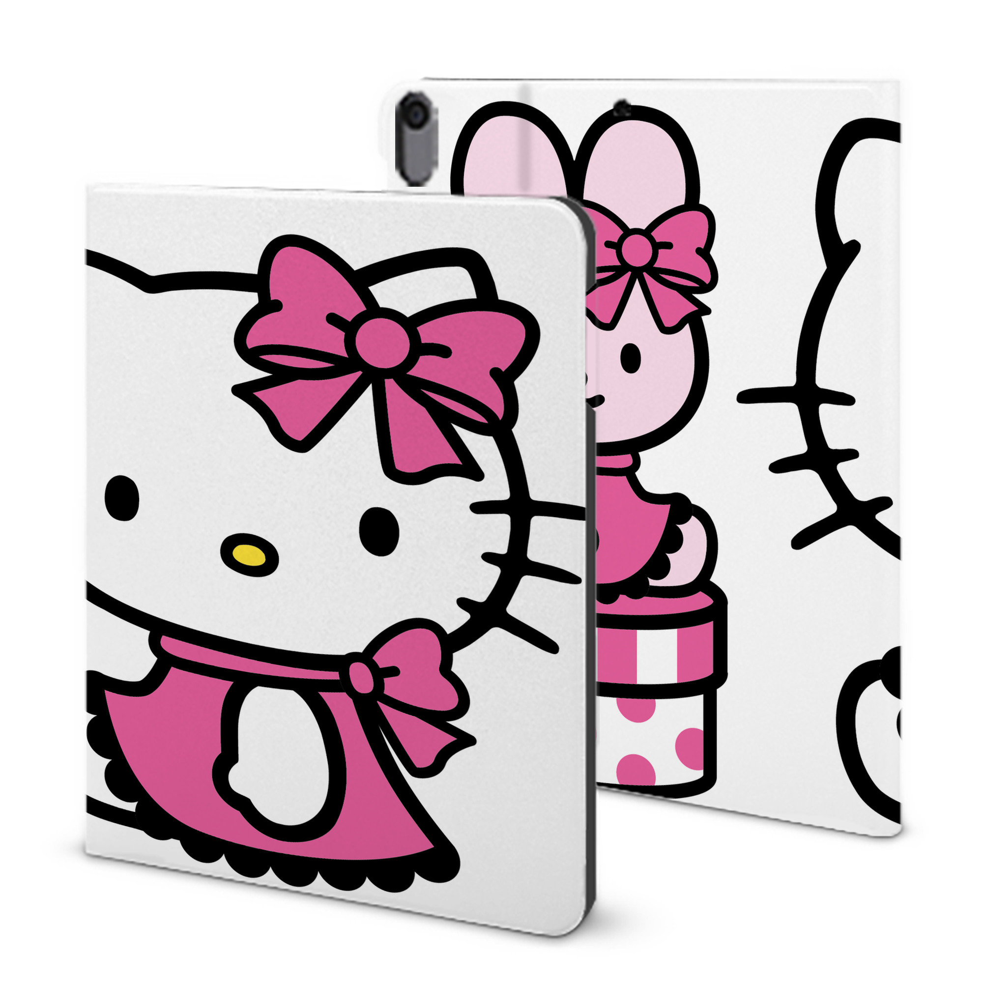 （画像用） Hello Kitty ハローキティ IPad ケース ブック型 PUレザー TPU 耐衝撃 軽量 薄型 ペン収納なし 全面保護 IPad 各モデル対応